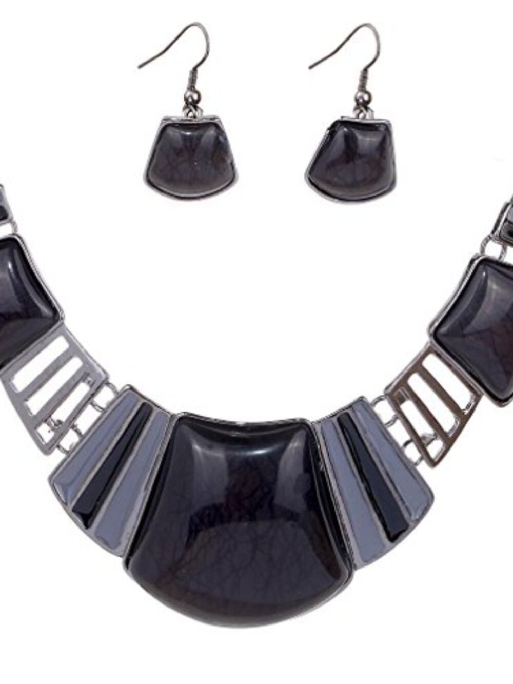 Vintage Ethnic Tibetan Sliver Turquoise Bib Collar Earrings Necklace Jewelry - Picture 4 of 4